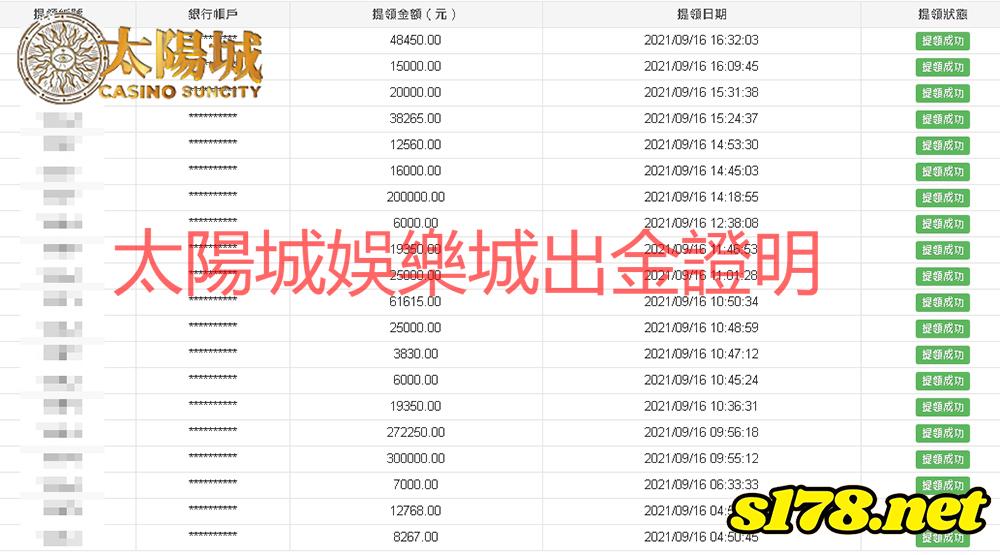 太陽城娛樂城出金紀錄圖 公平誠信有口碑